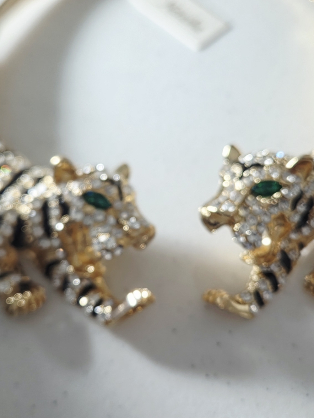 NWT Natasha TWO Tiger Necklace Choker. Green Eyes. - Picture 5 of 7